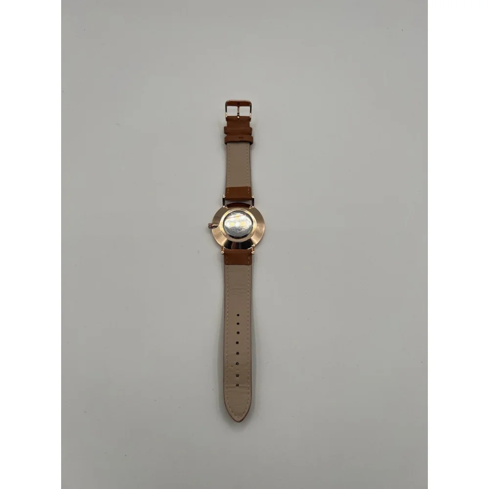 Men's Quartz Wrist Watch Black Dial Brown Leather Strap Not Tested JE SUIS